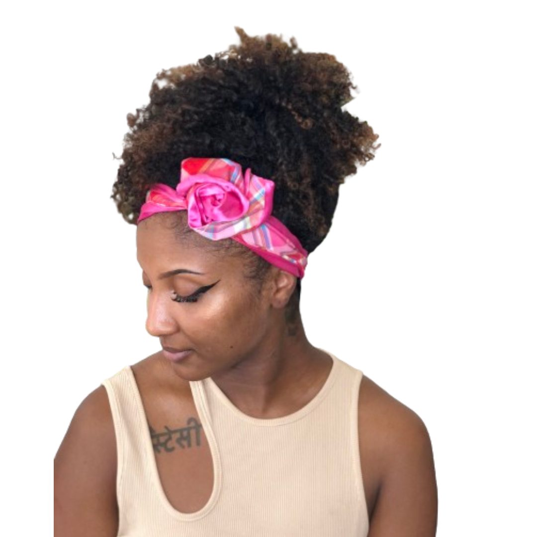 Bandeau serre-tête madras fuchsia
