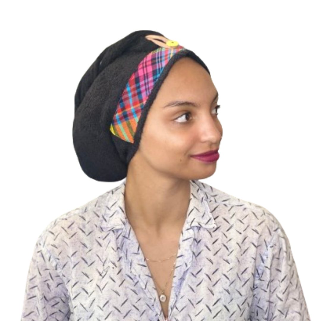 Bonnet éponge noir fuchsia